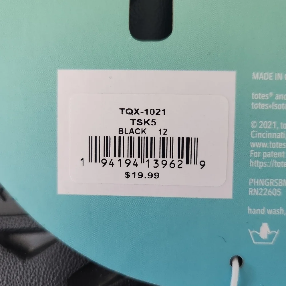 Totes Boost Your Mood. Bounce Toe Post Mens Sandals. Black. Size 12. New.